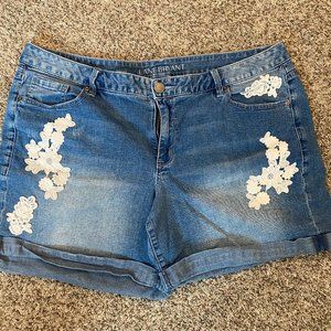 Lane Bryant Jean shorts with white floral size 20